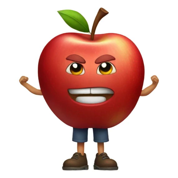 Personified red Apple with arms and legs sticker