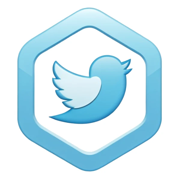 Twitter verification checkmark badge, light blue irregular octagon with white checkmark sticker
