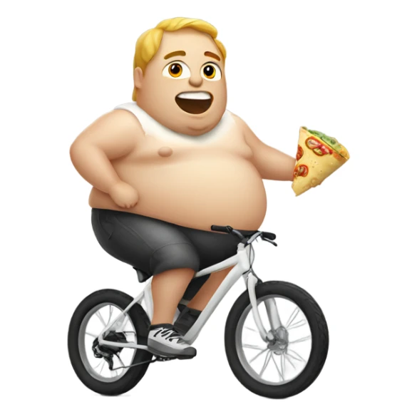 Fat white bike rider eating a burrito sticker