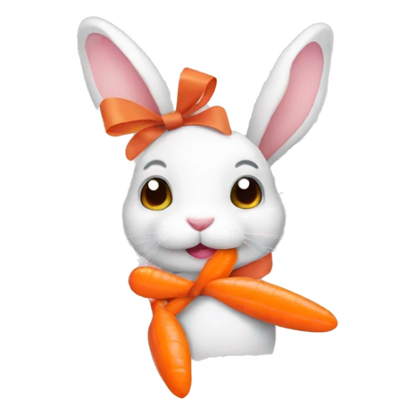 cute rabbits with a ribbon and carrots sticker
