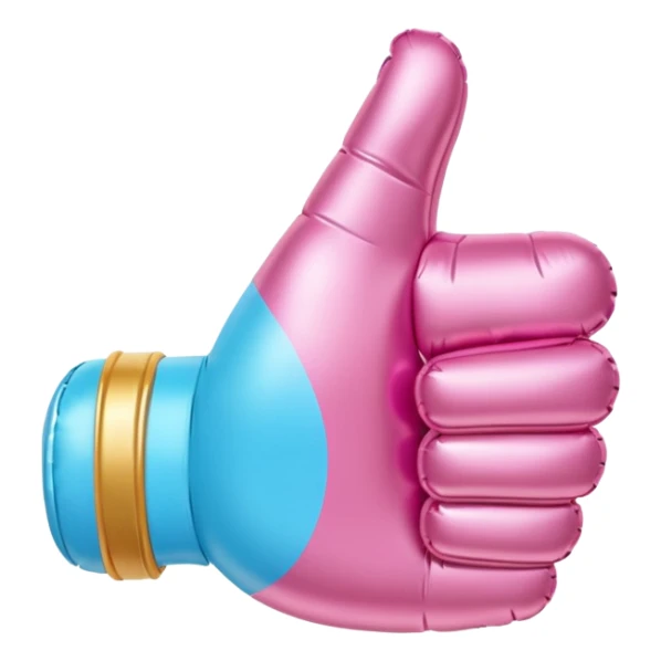 pink gold and light blue inflatable thumbs up sticker