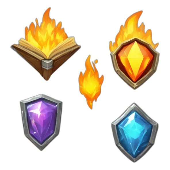 Pixel Badge Book History Paper Diamond Flame Shiny Glow Reward Legendary Unique Epic sticker