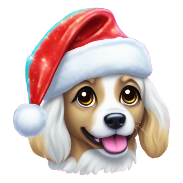 Lisa frank Christmas sparkle￼ dog with Santa hat sticker