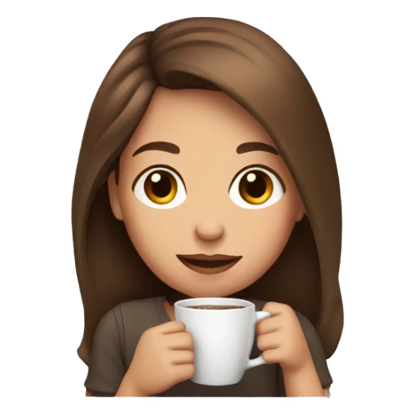 Brown hair girl drinking coffee sticker