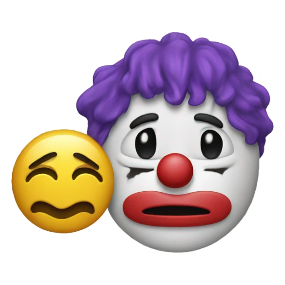 sad face holding the clown emoji  sticker