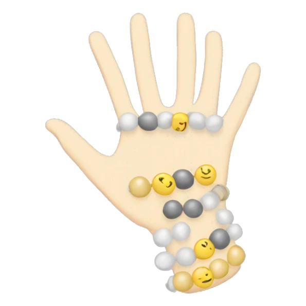 Make a hand with a wrist that has a bea braclet around the wrist the beads are pastel yellow on the sides and the middle has grey beads that are letters that say SWIFTIE sticker