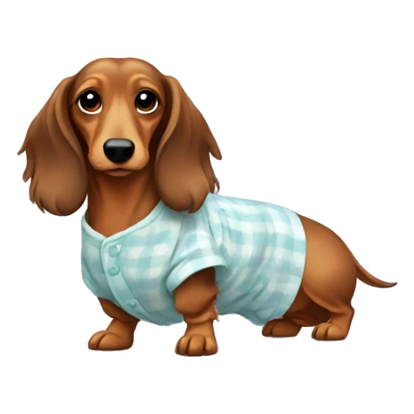 Long haired dachshund wearing pajamas sticker