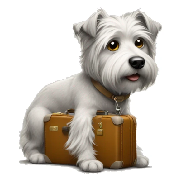 Sketch of Short scruffy dog with suitcase  sticker