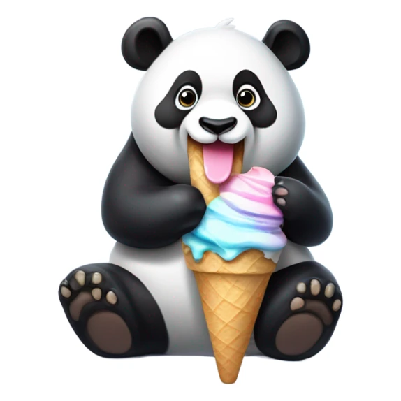 Panda eating ice cream sticker