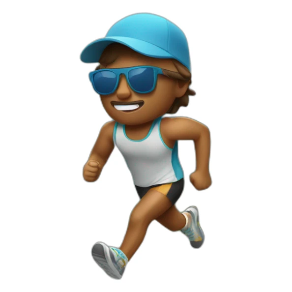 running on the mountains wearing a cap and sunglasses sticker