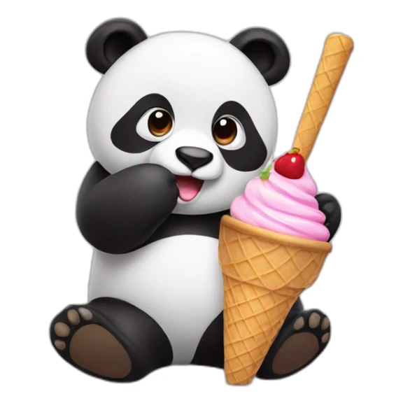 Panda eating ice cream sticker