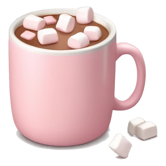 Light Pink mug of hot chocolate with marshmallows  sticker