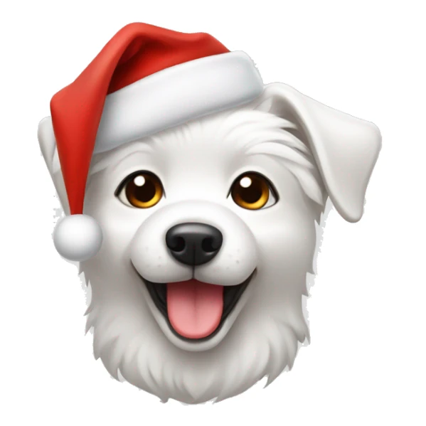 a white cute dog with santa’s hat sticker