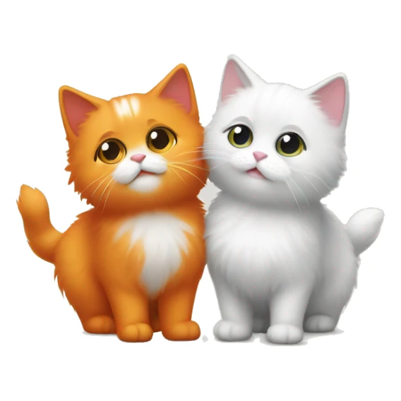 Two cute fluffy cats one Orange and one white kissing sticker