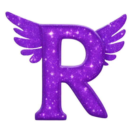 Sparkling Purple letter R with halos & wings sticker