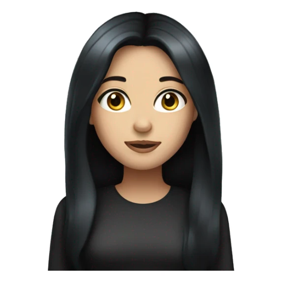 woman with black long hair and blue eyes sticker