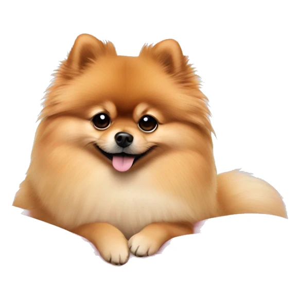 Pomeranian lying in a pink bed on a winter day  sticker