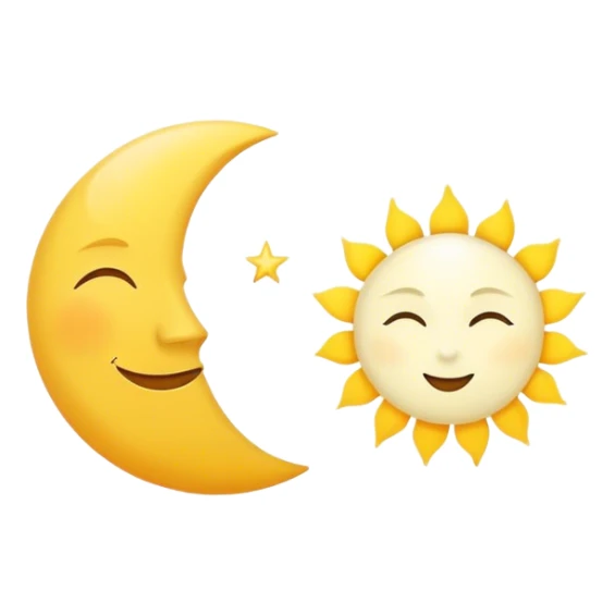 a really bright  big sun and a small moon who shines because of it. the sun is bigger and the moon bright too beside it sticker