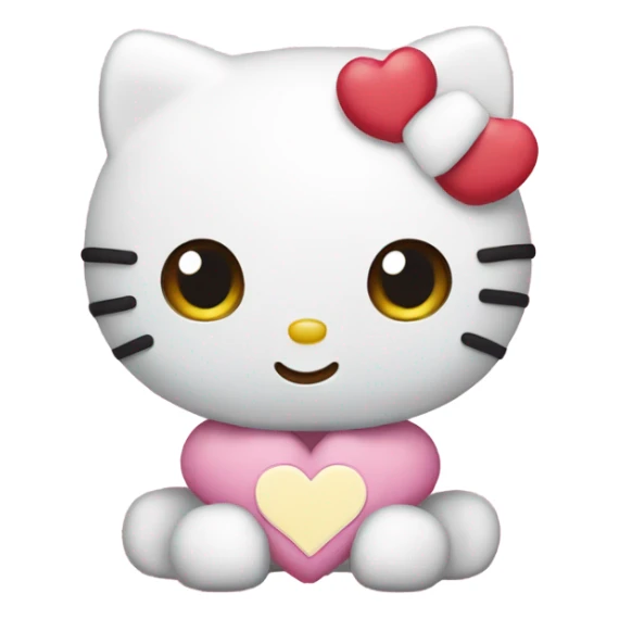 Hello kitty with love hearts around emoji  sticker