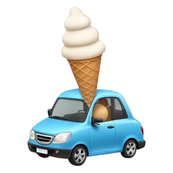 Ice cream cone driving a car sticker