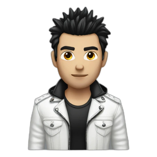 Punk male with white leather jacket with dark hair sticker