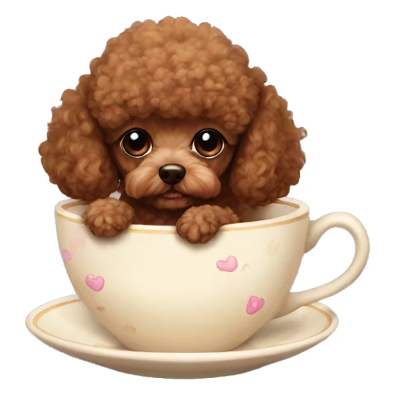 Brown Teacup poodle in a teacup sticker