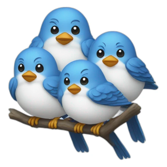 3 little birds in blue and white sticker