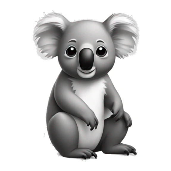koala, black nd white sticker