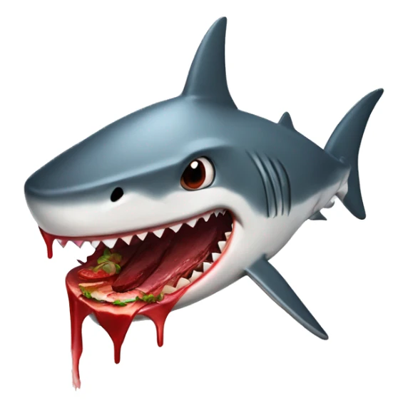 Shark munching on some yummy tasty juicy bloody steak sticker