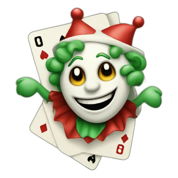 The jester comes out of a playing card sticker