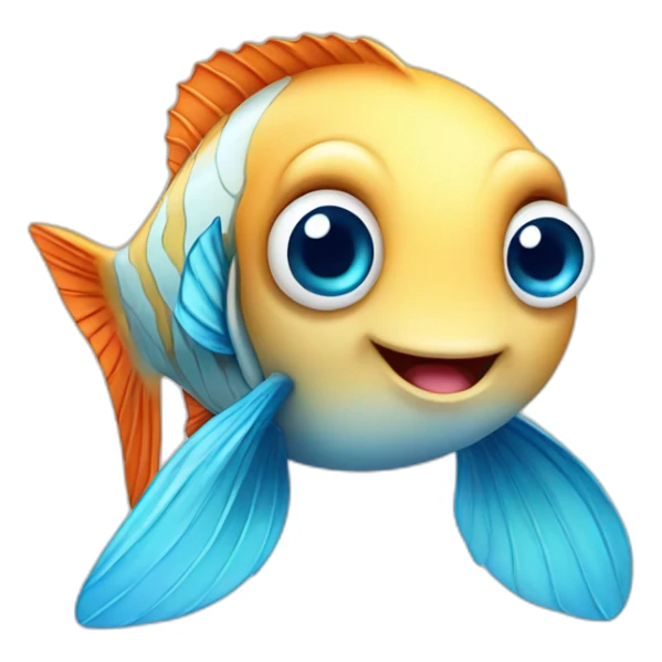 cute fish with blue eyes and hearts sticker