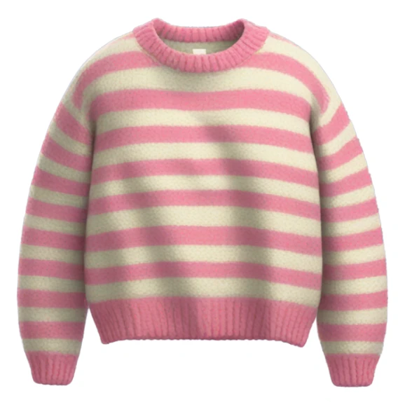 Sage and pink striped cropped oversize wool sweater, isolated sticker