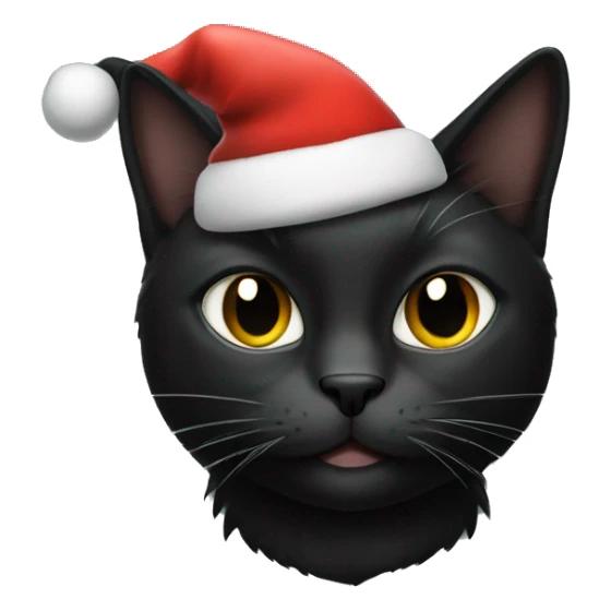 Black cat wearing a Christmas hat sticker