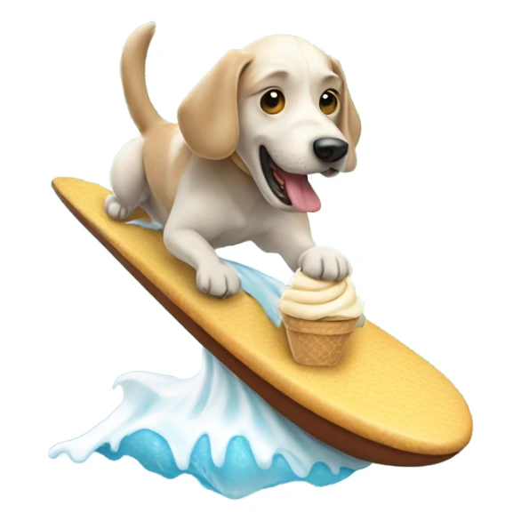 Dog surfing on an ice cream  sticker