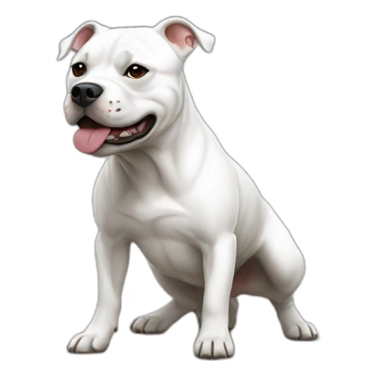 Staffordshire Bull Terrier full white coat playing dead sticker
