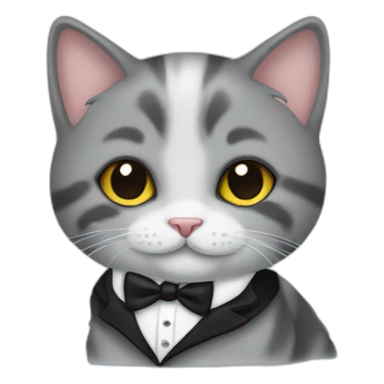 a kitten smiling wearing a tuxedo sticker