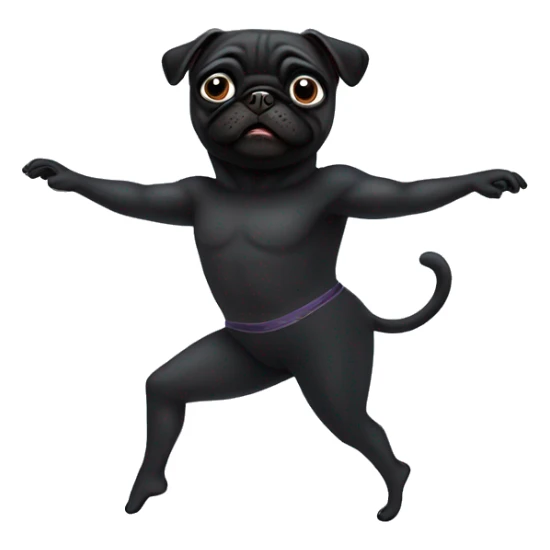 Male Black pug dancing ballet no tutu  sticker