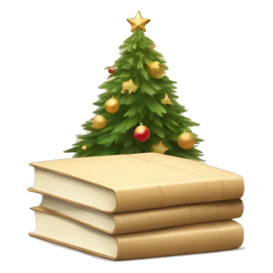 beautiful beige books under the christmas tree sticker