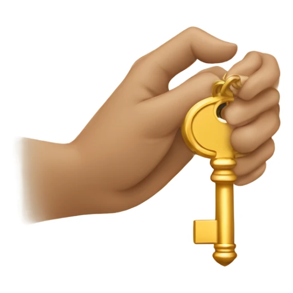 a light brown hand giving someone a gold key sticker