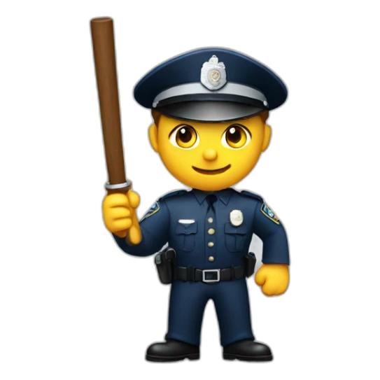 A policeman with a baton in his hand getting ready to strike sticker