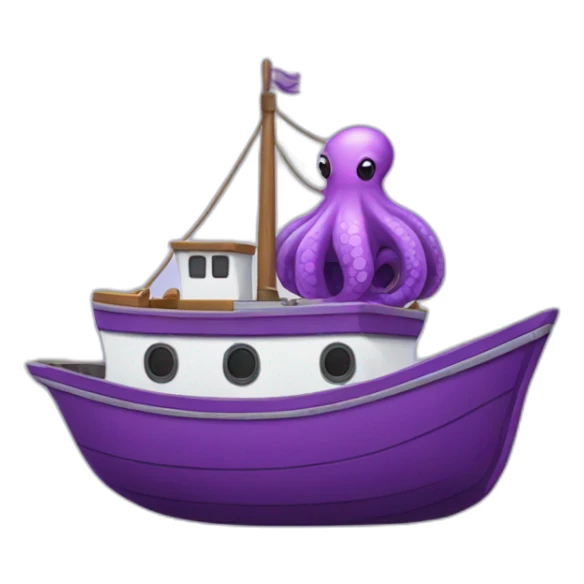purple octopus crush boat sticker
