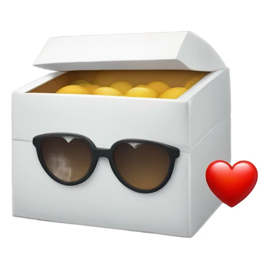 caja inteligente con lentes encima de un corazon grande  sticker
