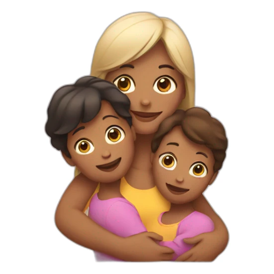 Woman with two kids in her arms sticker
