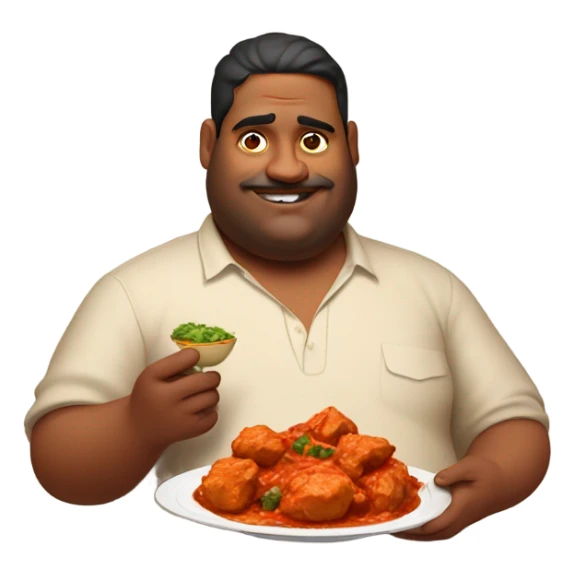 Obese vaping indian man holding chicken tikka masala sticker
