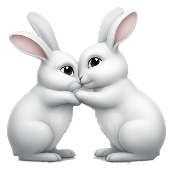 White and grey rabbits kissing  sticker