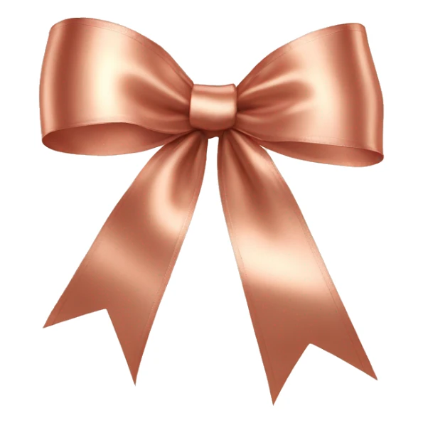 Realistic isolated rose gold shiny silk ribbon bow. sticker