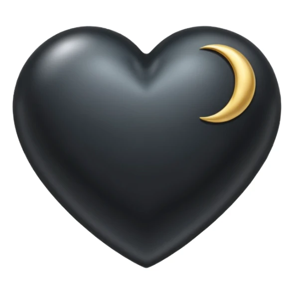 black heart with a moon motif sticker