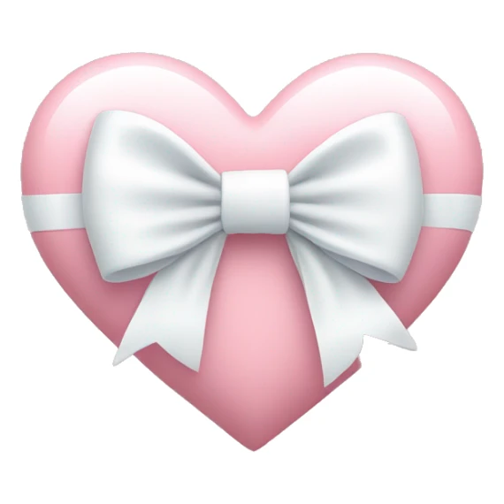 Pastel pink heart with white bow sticker