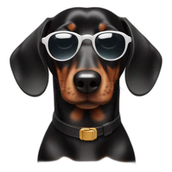 black dachshund in sunglasses head shot sticker