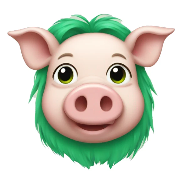 Pig with green hair sticker